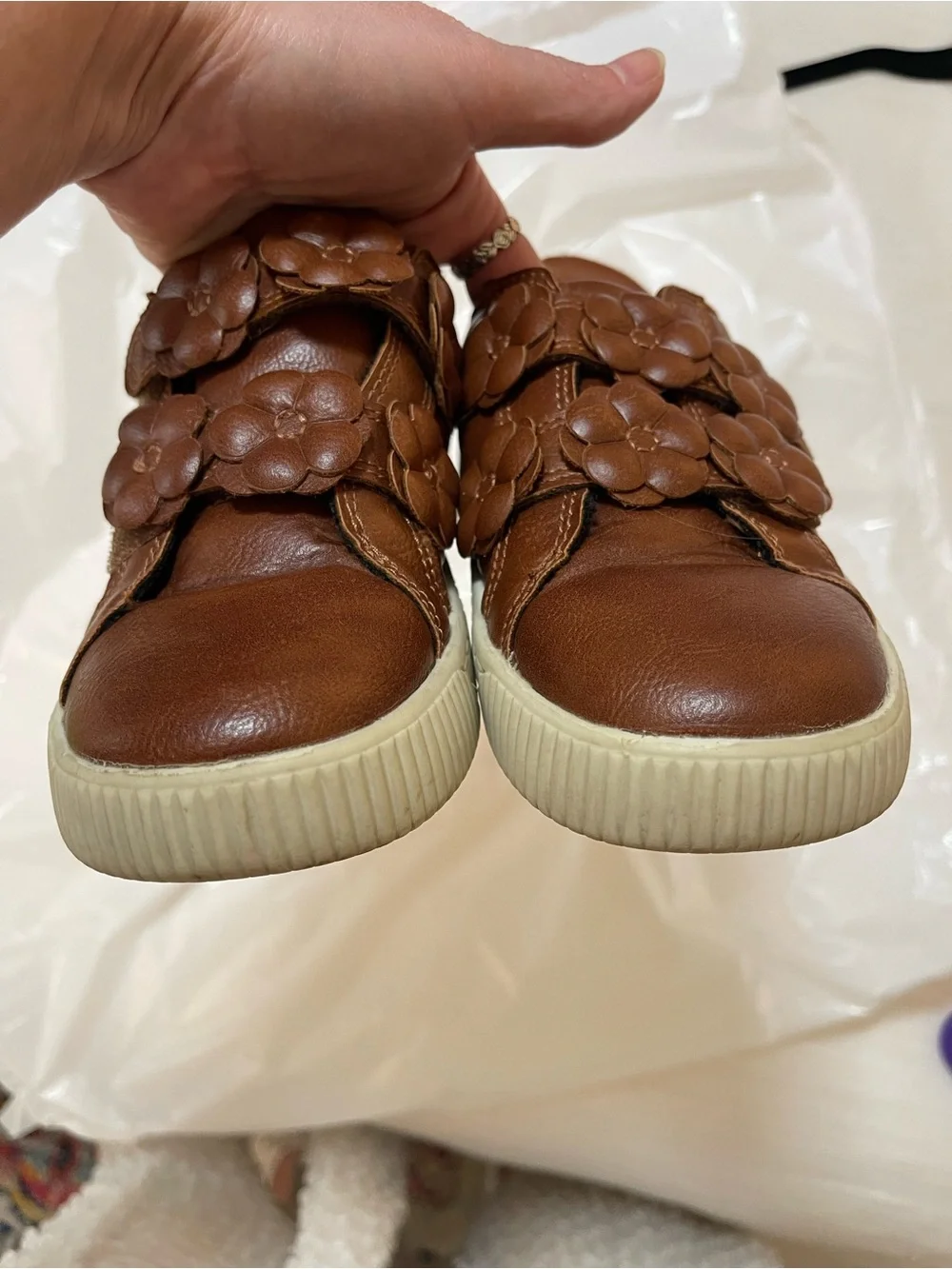 Carter's Brown Floral Strap Sneakers for Kids